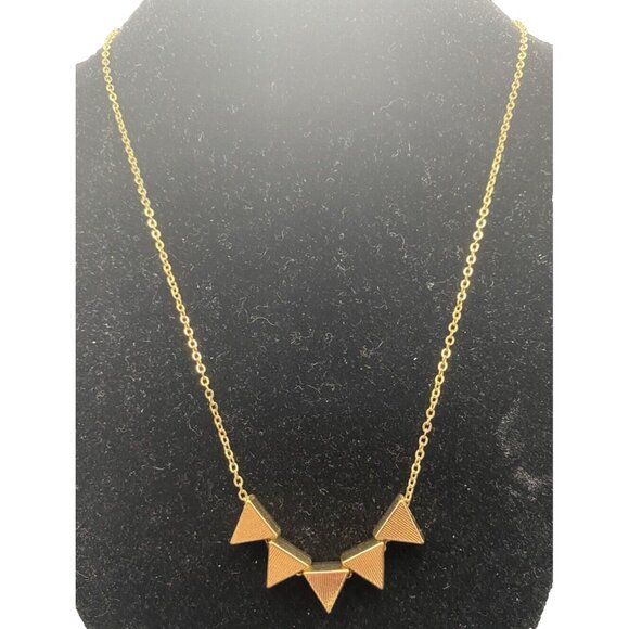 Unbranded Jewelry - Reversible Necklace Five Floating Triangle Yellow Gold Tone 27 + 2" Geometric